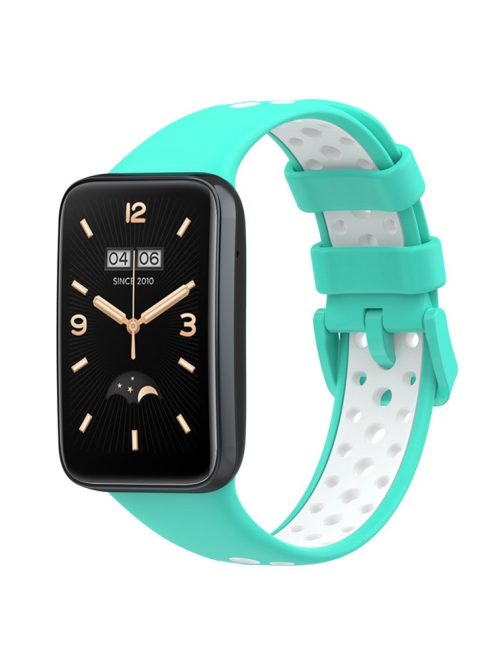 For Xiaomi Mi Band 7 Pro Dual Color Watch Strap Adjustable Silicone Watchband Replacement - Cyan / White