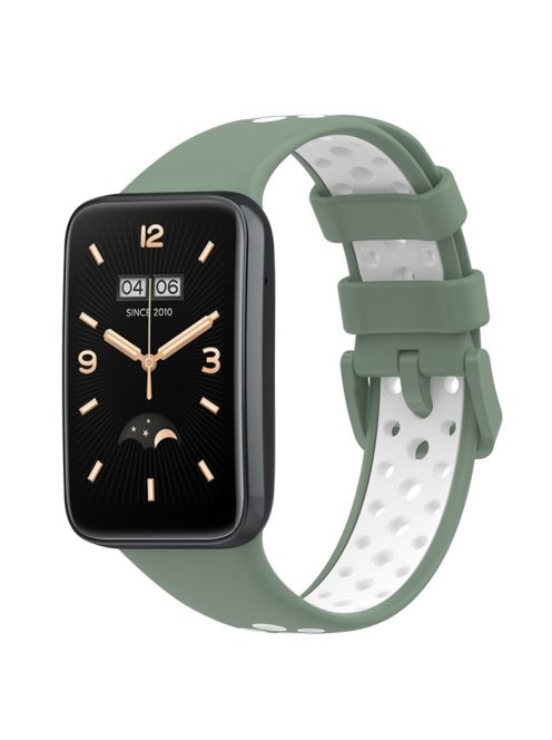 For Xiaomi Mi Band 7 Pro Dual Color Watch Strap Adjustable Silicone Watchband Replacement - Light Green / White