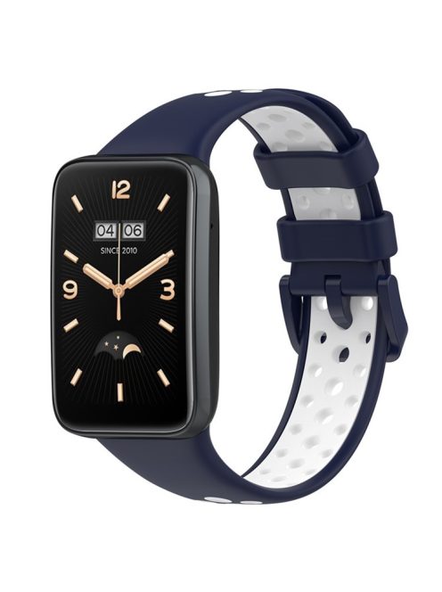 For Xiaomi Mi Band 7 Pro Dual Color Watch Strap Adjustable Silicone Watchband Replacement - Midnight Blue / White