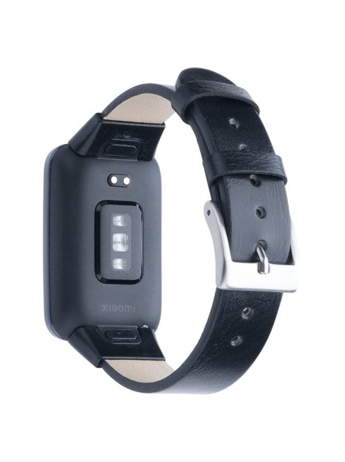 For Xiaomi Mi Band 7 Pro Genuine Cow Leather Watch Strap Adjustable Wristband - Black