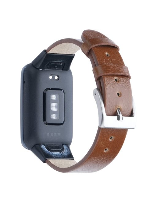 For Xiaomi Mi Band 7 Pro Genuine Cow Leather Watch Strap Adjustable Wristband - Brown