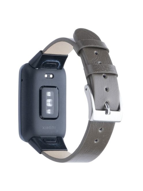 For Xiaomi Mi Band 7 Pro Genuine Cow Leather Watch Strap Adjustable Wristband - Grey