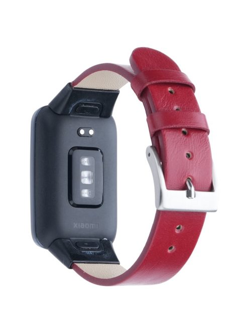 For Xiaomi Mi Band 7 Pro Genuine Cow Leather Watch Strap Adjustable Wristband - Red