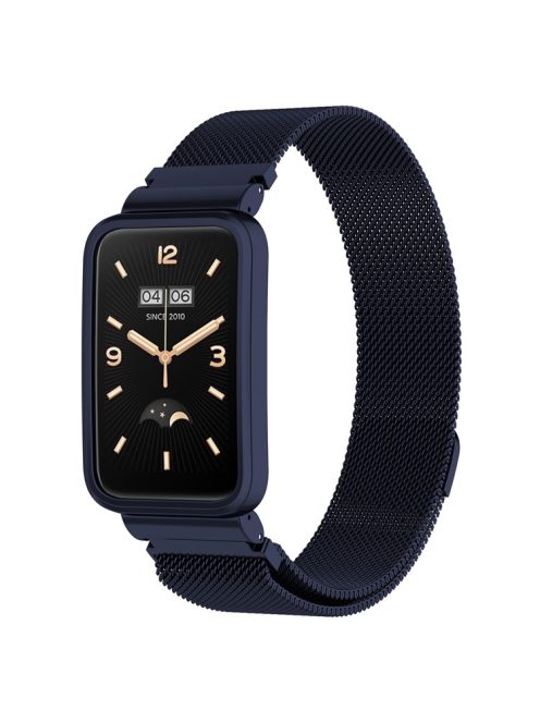 For Xiaomi Mi Band 7 Pro Metal Milanese Wrist Strap Replacement Smartwatch Band with Watch Case - Midnight Blue