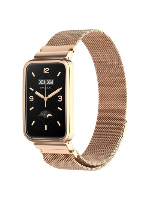 For Xiaomi Mi Band 7 Pro Milanese Metal Mesh Strap Replacement Wrist Band with Watch Case - Rose Gold