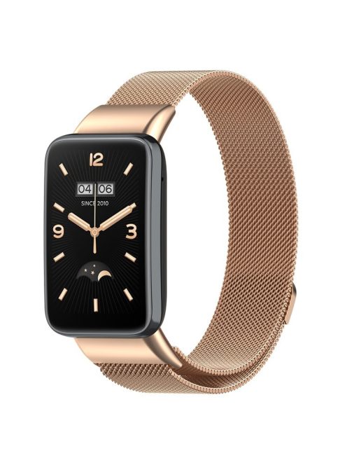 For Xiaomi Mi Band 7 Pro Milanese Metal Mesh Wrist Strap Smart Watch Replacement Band - Rose Gold