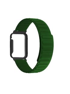   For Xiaomi Mi Band 7 Pro Silicone Magnetic Watch Band Quick Release Wrist Strap with Watch Case Cover - Army Green