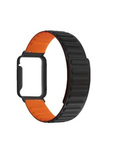   For Xiaomi Mi Band 7 Pro Silicone Magnetic Watch Band Quick Release Wrist Strap with Watch Case Cover - Black / Orange