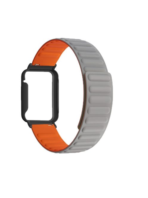 For Xiaomi Mi Band 7 Pro Silicone Magnetic Watch Band Quick Release Wrist Strap with Watch Case Cover - Grey / Orange