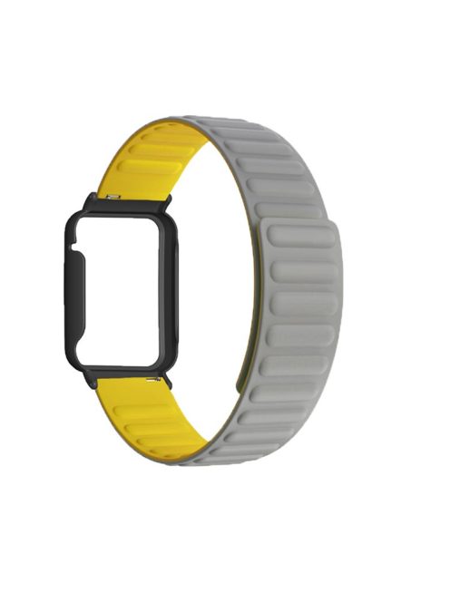 For Xiaomi Mi Band 7 Pro Silicone Magnetic Watch Band Quick Release Wrist Strap with Watch Case Cover - Grey / Yellow