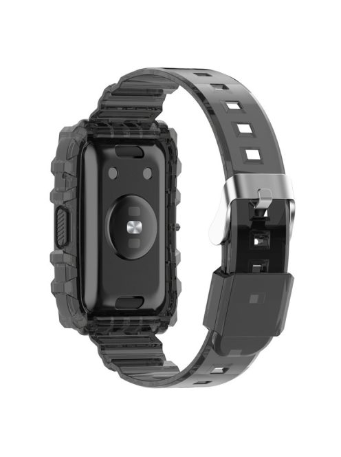 For Xiaomi Mi Band 7 Pro Solid Color Silicone Smart Watch Band with Integrated Watch Case Clear Replacement Wrist Strap - Transparent Black