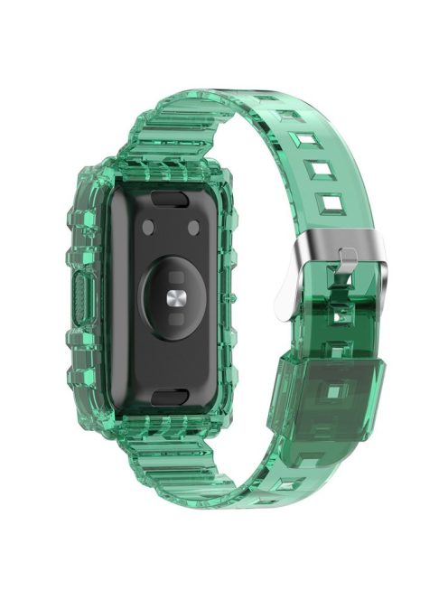 For Xiaomi Mi Band 7 Pro Solid Color Silicone Smart Watch Band with Integrated Watch Case Clear Replacement Wrist Strap - Transparent Green