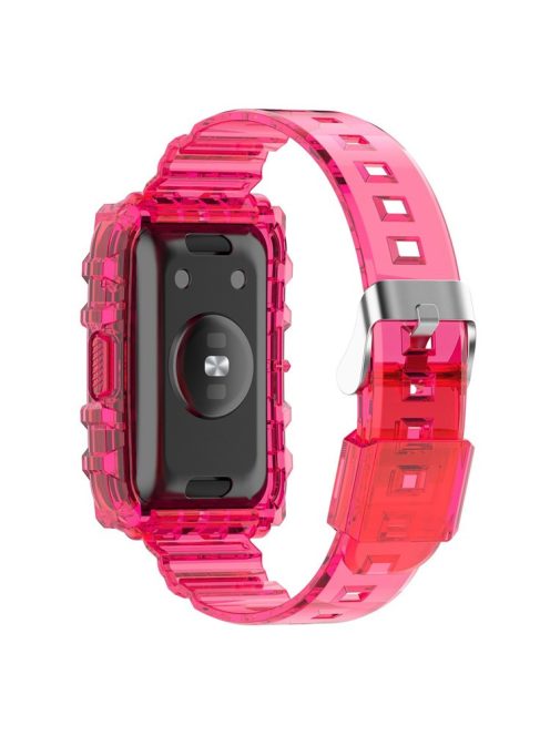 For Xiaomi Mi Band 7 Pro Solid Color Silicone Smart Watch Band with Integrated Watch Case Clear Replacement Wrist Strap - Transparent Rose