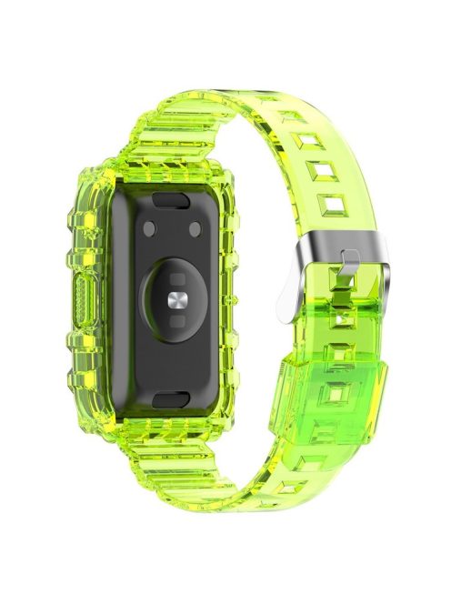 For Xiaomi Mi Band 7 Pro Solid Color Silicone Smart Watch Band with Integrated Watch Case Clear Replacement Wrist Strap - Transparent Yellow