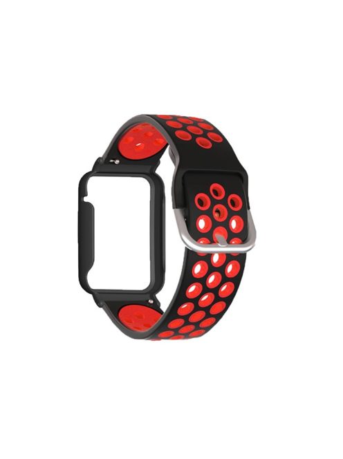 For Xiaomi Mi Band 7 Pro, Dual-Color Watch Band Silicone Watch Strap with Case Cover - Black Red / Black