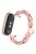 For Xiaomi Mi Band 9  /  Smart Band 8 Watch Band Fashion Hollow Out Zinc Alloy + Leather Chain Strap - Pink