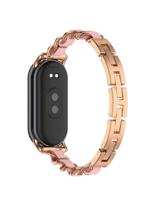 For Xiaomi Mi Band 9 / 9 NFC / Smart Band 8 / 8 NFC Stylish Watch Strap Zinc Alloy Bracelet Replacement Band - Rose Gold