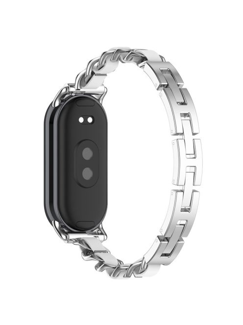 For Xiaomi Mi Band 9 / 9 NFC / Smart Band 8 / 8 NFC Stylish Watch Strap Zinc Alloy Bracelet Replacement Band - Silver