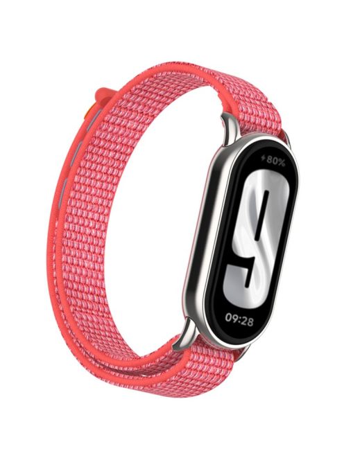 For Xiaomi Mi Band 9 / Smart Band 8 Watch Strap Nylon Loop Adjustable Wrist Band - Hibiscus Pink