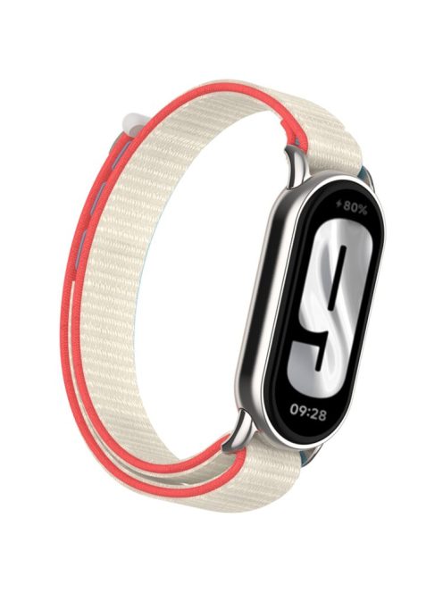 For Xiaomi Mi Band 9 / Smart Band 8 Watch Strap Nylon Loop Adjustable Wrist Band - Milk White