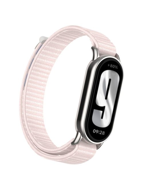 For Xiaomi Mi Band 9 / Smart Band 8 Watch Strap Nylon Loop Adjustable Wrist Band - Pearl Pink