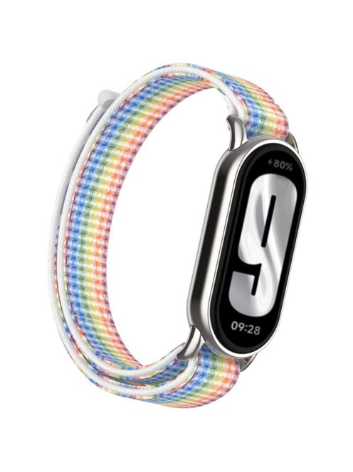 For Xiaomi Mi Band 9 / Smart Band 8 Watch Strap Nylon Loop Adjustable Wrist Band - Rainbow