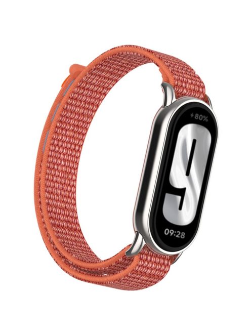 For Xiaomi Mi Band 9 / Smart Band 8 Watch Strap Nylon Loop Adjustable Wrist Band - Rose Red