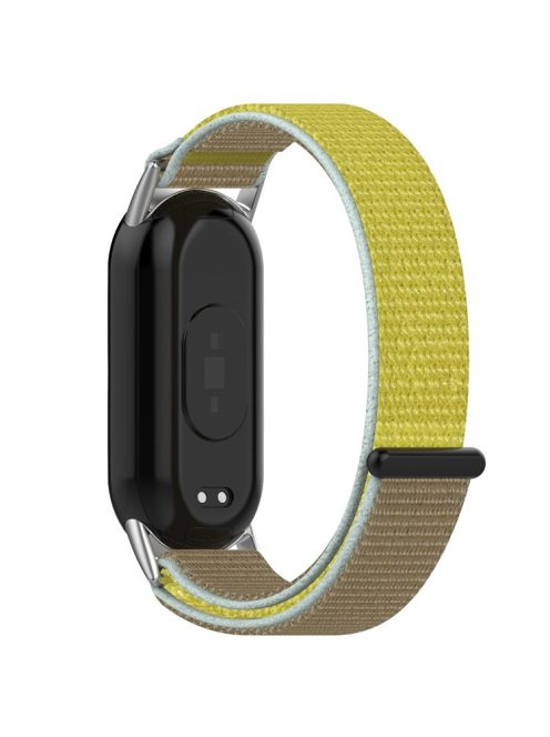 For Xiaomi Mi Band 9 NFC / 9 / Smart Band 8 NFC / 8 Nylon Wrist Strap Bracelet Band with Magic Tape - Camel+Yellow