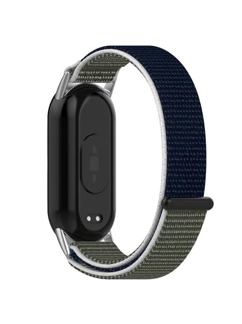 For Xiaomi Mi Band 9 NFC / 9 / Smart Band 8 NFC / 8 Nylon Wrist Strap Bracelet Band with Magic Tape - Grey / Dark Blue