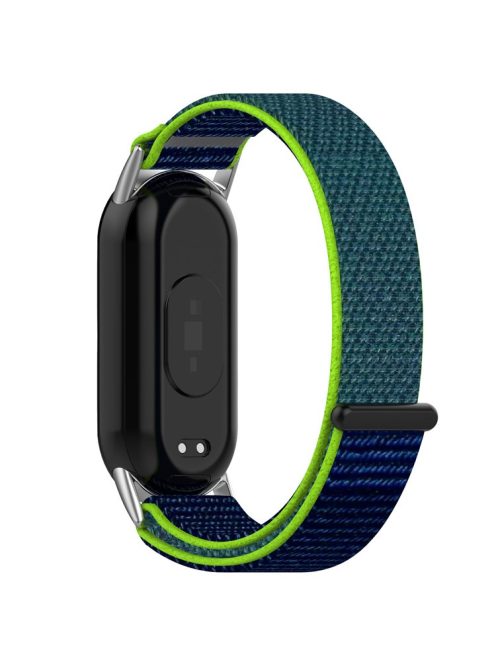 For Xiaomi Mi Band 9 NFC / 9 / Smart Band 8 NFC / 8 Nylon Wrist Strap Bracelet Band with Magic Tape - Lime+Blue