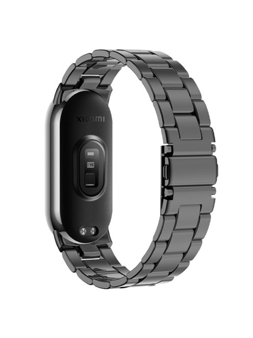 For Xiaomi Mi Band 9 NFC / Mi Band 9 / Smart Band 8 NFC / Smart Band 8 3 Beads Smart Watch Metal Band Replacement Wrist Strap - Black