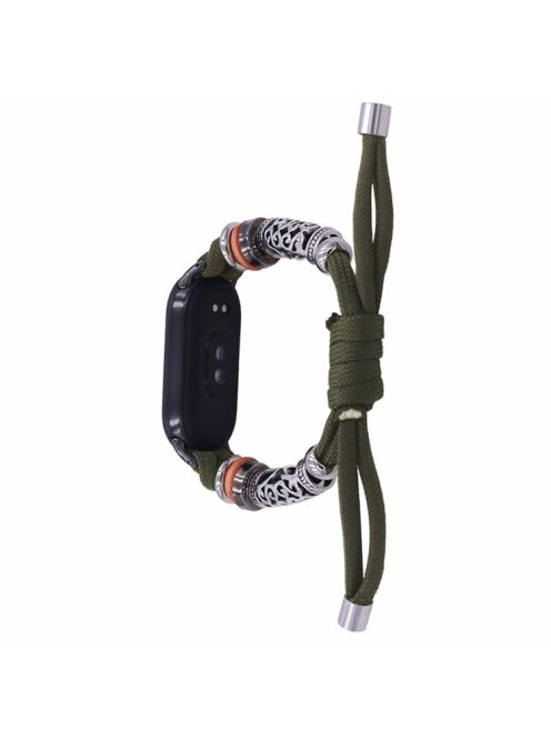 For Xiaomi Mi Band 9 NFC / Mi Band 9 / Smart Band 8 NFC / Smart Band 8 Beads Braided Watch Strap Adjustable Wrist Band Bracelet - Army Green