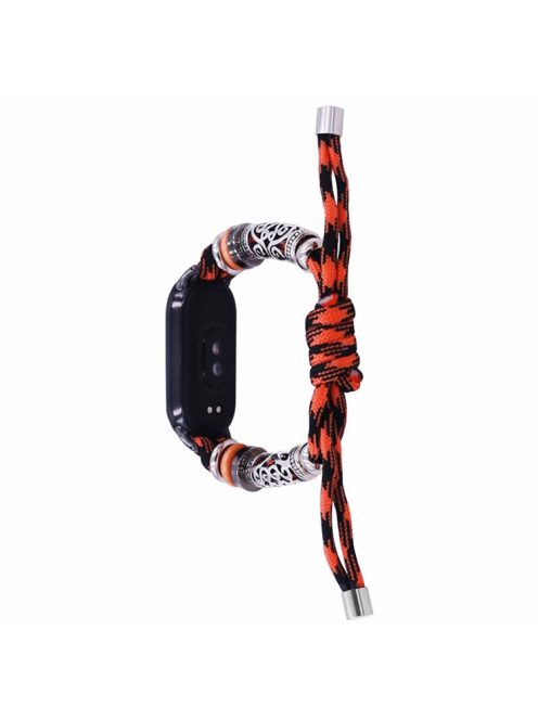 For Xiaomi Mi Band 9 NFC / Mi Band 9 / Smart Band 8 NFC / Smart Band 8 Beads Braided Watch Strap Adjustable Wrist Band Bracelet - Black Orange Camo