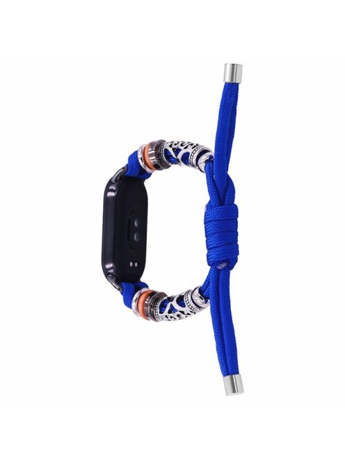 For Xiaomi Mi Band 9 NFC / Mi Band 9 / Smart Band 8 NFC / Smart Band 8 Beads Braided Watch Strap Adjustable Wrist Band Bracelet - Dark Blue