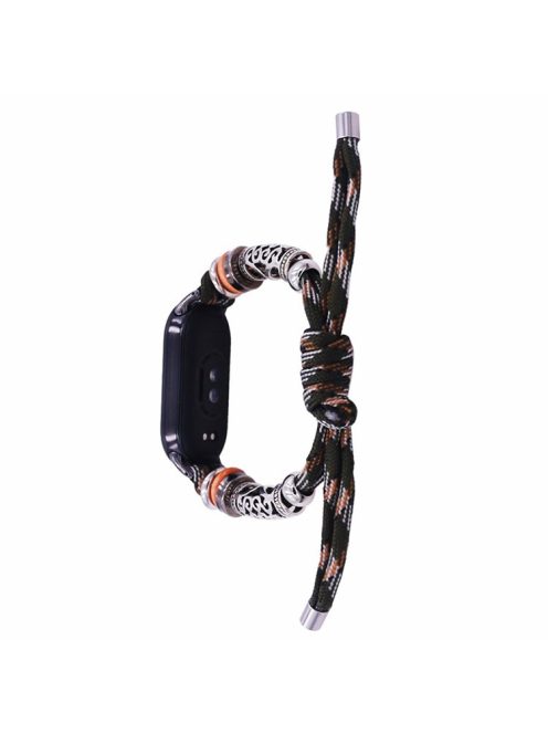 For Xiaomi Mi Band 9 NFC / Mi Band 9 / Smart Band 8 NFC / Smart Band 8 Beads Braided Watch Strap Adjustable Wrist Band Bracelet - Forest Camo