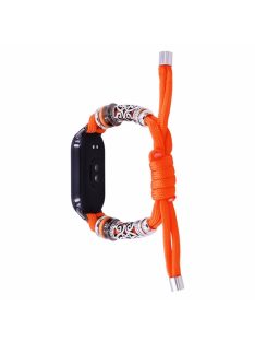   For Xiaomi Mi Band 9 NFC / Mi Band 9 / Smart Band 8 NFC / Smart Band 8 Beads Braided Watch Strap Adjustable Wrist Band Bracelet - Orange