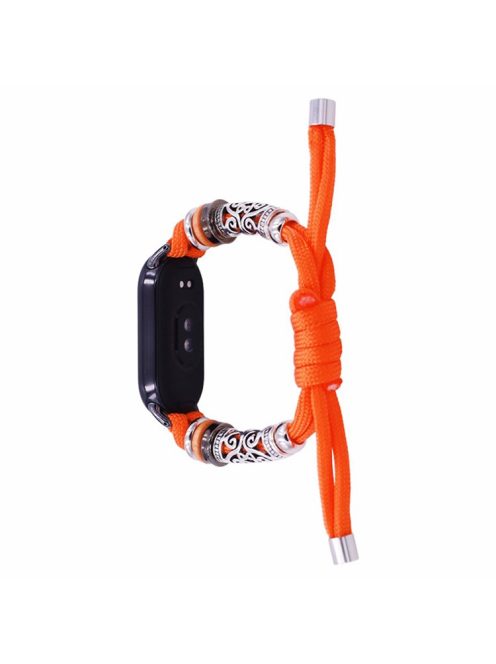 For Xiaomi Mi Band 9 NFC / Mi Band 9 / Smart Band 8 NFC / Smart Band 8 Beads Braided Watch Strap Adjustable Wrist Band Bracelet - Orange