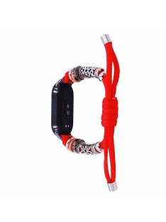   For Xiaomi Mi Band 9 NFC / Mi Band 9 / Smart Band 8 NFC / Smart Band 8 Beads Braided Watch Strap Adjustable Wrist Band Bracelet - Red