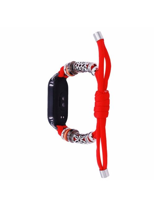 For Xiaomi Mi Band 9 NFC / Mi Band 9 / Smart Band 8 NFC / Smart Band 8 Beads Braided Watch Strap Adjustable Wrist Band Bracelet - Red