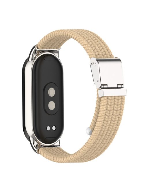 For Xiaomi Mi Band 9 NFC / Mi Band 9 / Smart Band 8 NFC / Smart Band 8 Braided Nylon Watch Band Adjustable Buckle Elastic Strap - Apricot