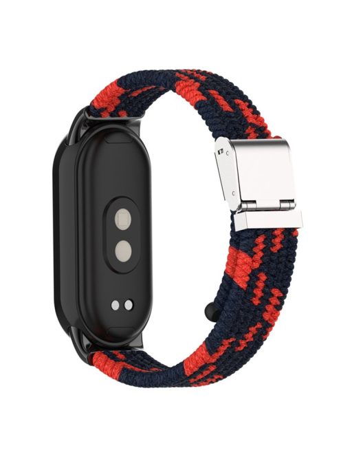 For Xiaomi Mi Band 9 NFC / Mi Band 9 / Smart Band 8 NFC / Smart Band 8 Braided Nylon Watch Band Adjustable Buckle Elastic Strap - Black / Red