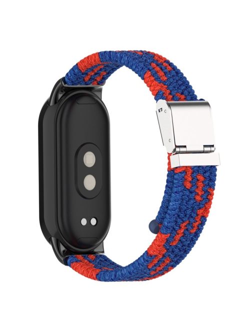 For Xiaomi Mi Band 9 NFC / Mi Band 9 / Smart Band 8 NFC / Smart Band 8 Braided Nylon Watch Band Adjustable Buckle Elastic Strap - Blue / Red