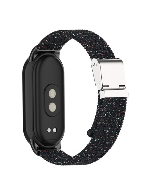 For Xiaomi Mi Band 9 NFC / Mi Band 9 / Smart Band 8 NFC / Smart Band 8 Braided Nylon Watch Band Adjustable Buckle Elastic Strap - Bright Black