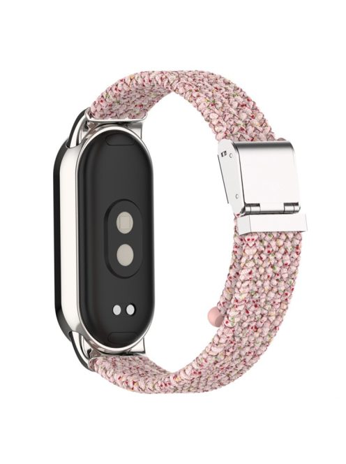 For Xiaomi Mi Band 9 NFC / Mi Band 9 / Smart Band 8 NFC / Smart Band 8 Braided Nylon Watch Band Adjustable Buckle Elastic Strap - Bright Pink