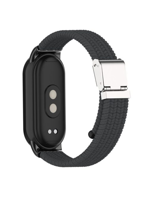 For Xiaomi Mi Band 9 NFC / Mi Band 9 / Smart Band 8 NFC / Smart Band 8 Braided Nylon Watch Band Adjustable Buckle Elastic Strap - Charcoal Black