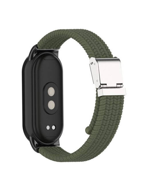 For Xiaomi Mi Band 9 NFC / Mi Band 9 / Smart Band 8 NFC / Smart Band 8 Braided Nylon Watch Band Adjustable Buckle Elastic Strap - Dark Green