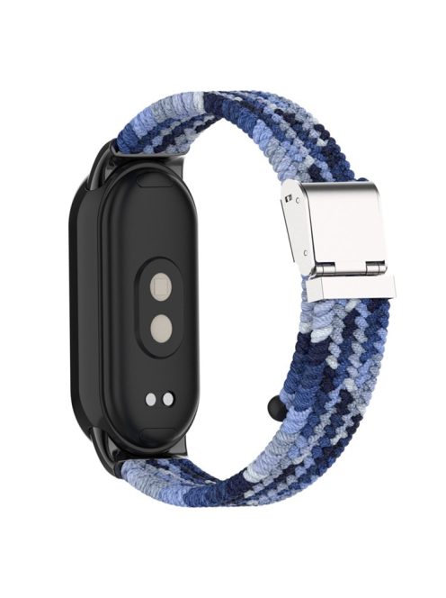 For Xiaomi Mi Band 9 NFC / Mi Band 9 / Smart Band 8 NFC / Smart Band 8 Braided Nylon Watch Band Adjustable Buckle Elastic Strap - Navy Blue