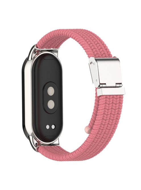 For Xiaomi Mi Band 9 NFC / Mi Band 9 / Smart Band 8 NFC / Smart Band 8 Braided Nylon Watch Band Adjustable Buckle Elastic Strap - Pink