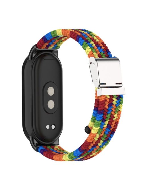 For Xiaomi Mi Band 9 NFC / Mi Band 9 / Smart Band 8 NFC / Smart Band 8 Braided Nylon Watch Band Adjustable Buckle Elastic Strap - Rainbow