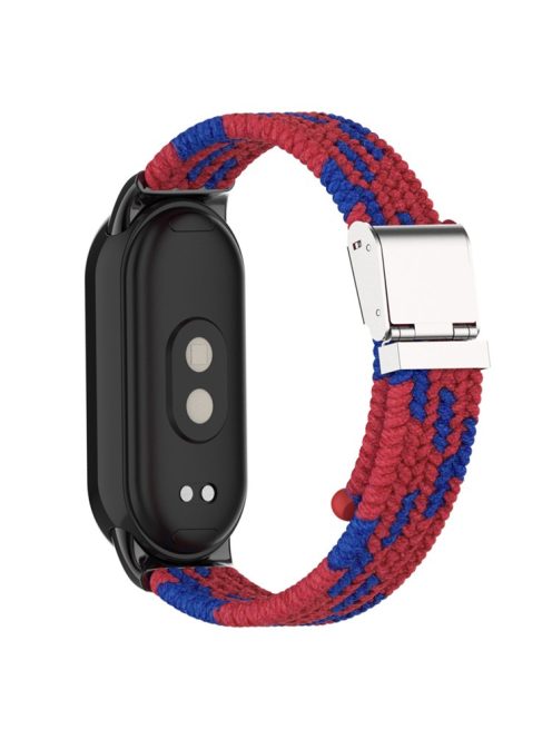 For Xiaomi Mi Band 9 NFC / Mi Band 9 / Smart Band 8 NFC / Smart Band 8 Braided Nylon Watch Band Adjustable Buckle Elastic Strap - Red / Blue